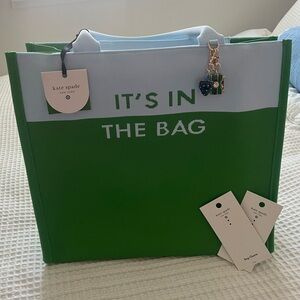 Kate Spade x Target Green/Blue Tote Bag with 2 charms 💚🩵